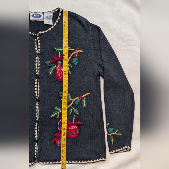 Vintage Tabi Women's Christmas Holiday Cardigan Sweater Embroidered Size M - Picture 14 of 16
